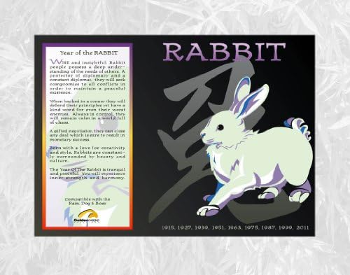 Goldenwave Creations Asian Oriental Chinese Zodiac Poster Year of The Rabbit: 1927, 39, 51, 63, 75, 87, 99, 2011