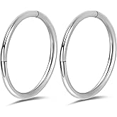 2Pcs Titanium Nose Rings 20G 18G 16G Nose Rings Hoops Diameter 5mm to 12mm Rose Gold-Black Cartilage Helix Tragus Daith Rook Hoop Earrings Hinged Segment Septum Clicker Body Piercing Jewelry