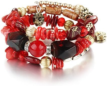 LOVFASHION Multilayer Bohemian Beaded Bracelet Crystal Pendant Charm Stretch Beach Bangle Bracelet Set Jewelry