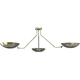 Mid-Century Modern Semi Flush Mount Chandelier, Handmade 3-Arm Indirect Glow Ceiling Light, Customizable Hardwired Fixture, I