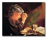 Gratitude Old Lady Praying At Dinner Table Daily Bread Woman Religious Wall Picture 16x20 Art Print