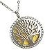 Sweet Soul Designs Aromatherapy Necklace Locket Diffuser for Essential Oils - Stainless Steel Tree of Life Design with Crystals, Adjustable Chain