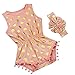 iiniim Newborn Baby Girls Summer Romper Headband Set Polka Dots Bodysuit Salmon Pink 0-3 Months