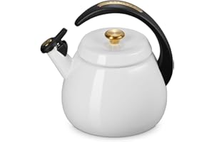 Le Creuset Enamel on Steel Cloche Kettle, 2.2 qt., White with Gold Accents