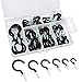 eBoot Cup Hooks Vinyl Coated Ceiling Hooks Screw Hooks Mug Hooks Holder Assortment Kit, 6 Sizes, Black, 70 Pieces