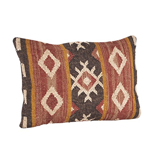 SARO LIFESTYLE 570.M1623B Kilim Design Down Filled Throw Pillow, Multi, 16"x23"