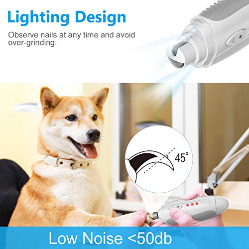 Petacc Pet Nail Grinder Electric Paw Trimmer Clipper Dog Nail Polisher for Small Medium Large Dogs Cats Portable & Rechargeable Gentle Painless Grooming Tools