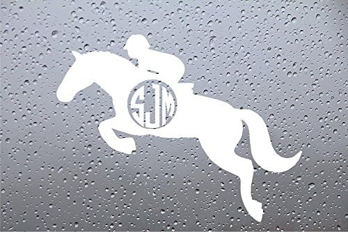Horse Monogram Car Decal/Sticker (6 INCH, WHITE)