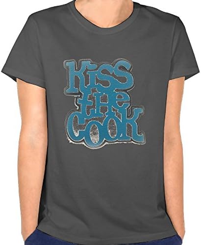 LINpeiqiong Kiss The Cook Round Neck T Shirts for Women Cotton Funny Women's T-Shirt Tee