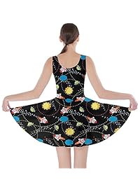 Cowcow Mrs. Frizzle vestido estilo skater con estampado con motivos del espacio, clima, ciencia, naturaleza, mar y reloj para mujer, talle XS al 5XL