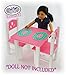 Matty's Toy Stop 18 Inch Doll Furniture Pink/White Wooden Table and Chairs Set with Placemats (Floral Design) - Fits American Girl Dolls