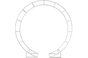 LEJOY GARDEN Metal Arch for Ceremony,6.5 Feet Double Round Backdrop Stand,Circle Balloon Arch Stand with Base for Wedding Birthday Party Baby Shower Decoration,Indoor and Outdoor,White