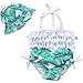 Toddler Kids Baby Girls Swimsuit Leaf Ruffles Swimwear Halter Bathing Suit 2PCS Bikini with Sun Hat Summer Clothes Set (Green, 6-9 Months)