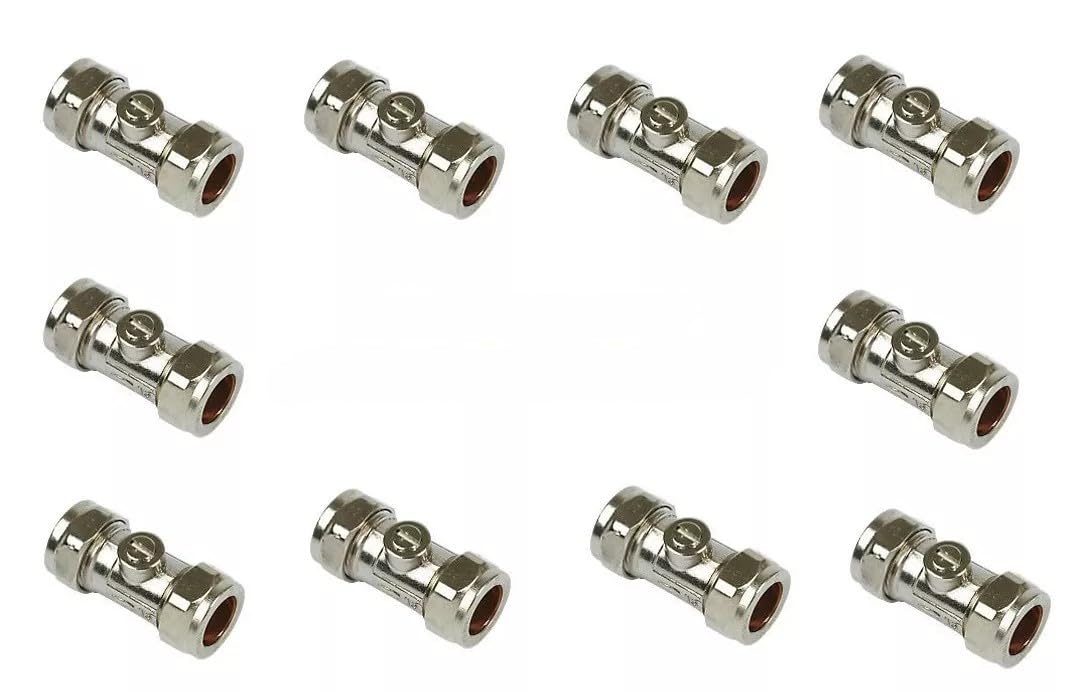 TC 15mm Isolation Valves 10pcs Chrome Isolating Valves Compression