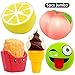 DANCING LEAVES 5pcs Jumbo Squishies, Lemon, Peach, Ice Cream Cone, Emoji Bun, French Fries, Slow Rising Squeeze Kawaii Squishies Scented Charms Hand Wrist Stress Relief Toys