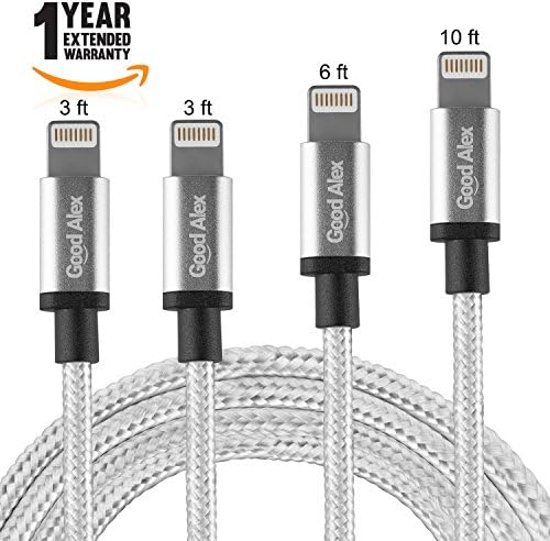 iPhone Charger Cable - Lightning Cable ❅SECRET bonus GIFT❅ – 4Pack 3FT 3FT 6FT 10FT - Nylon Braided Lightning USB Cable Cord Powerline for 8 8plus 7 7 Plus 6 6S 6 Plus 5S SE iPod iPad