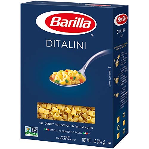 BARILLA DITALINI PASTA, 16 OZ. BOX – NON-GMO, MADE WITH DURUM WHEAT SEMOLINA – KOSHER CERTIFIED