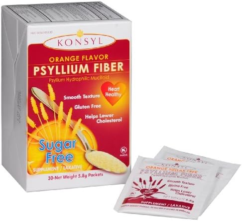 Konsyl Orange Flavor Psyllium Fiber 30 Individual 5.8g Packets (Pack of 2)