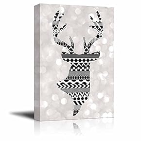 Rich Black Deer Silhouette with zentagle Patterns on...