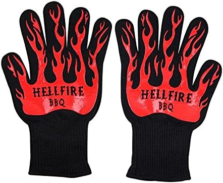 ZOLITA Extreme Heat Resistant Grill Gloves - Outdoor and Indoor Heat Resistant Kitchen Gloves-Five Fingers Oven Gloves Set,Oven Mitts, Welders Kevlar Aramid Oven Gloves