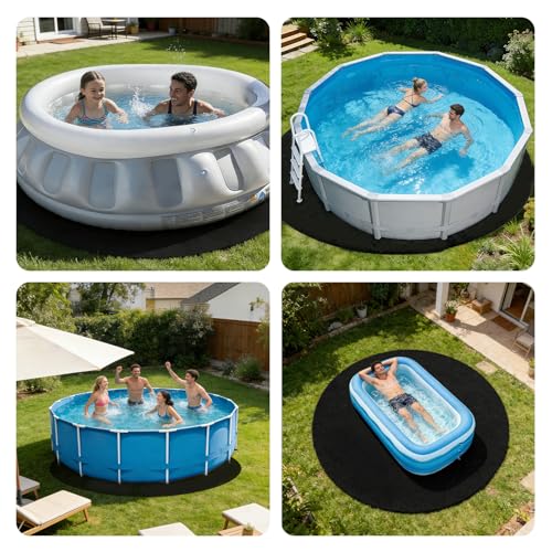 CAIEJSAEN Outdoor Pool Floor Mat, 370 cm Round Mat Under Pools, 200 g/m², Non-Woven Geotextile, Easy Installation, Simple Cut, Protection to Prevent Punctures Objects