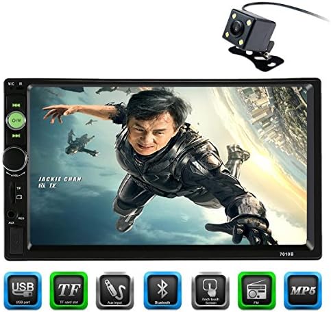 CARED 7inch Car MP5 Player,Touch Screen,Universal Double din Car Audio,Bluetooth Car Stereo Receiver,Steering Wheel Control,Digital LCD Monitor, Rear View Camera,Bluetooth/MP3/USB/SD,Wireless Remote
