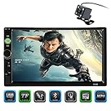 CARED 7inch Car MP5 Player,Touch Screen,Universal Double din Car Audio,Bluetooth Car Stereo Receiver,Steering Wheel Control,Digital LCD Monitor, Rear View Camera,Bluetooth/MP3/USB/SD,Wireless Remote