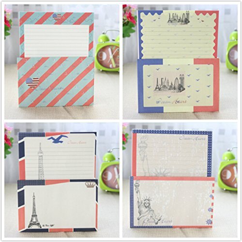 image for B&S FEEL 32 Special Design Writing Stationery Paper & 16 Envelope Set 