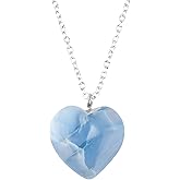 NJCRAFT Heart Necklace for Men & Women | Natural Gemstone Pendant, Chain 16+2 Inch Adjustable | Healing Crystal Jewelry 15–25 Carat