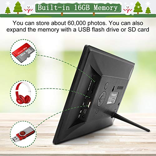 GRC 10.1 Inch WiFi Digital Photo Frame with IPS Full HD Touch Screen, Add Photos and Videos from Email App (iOS Android) Facebook Twitter, 16GB Internal Storage, Support SD Card and USB Flash Drive - Thumbnail 3