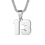 Number Necklace for Boy Silver Stainless Steel
