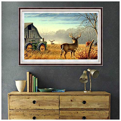 Chenway Rose & Deer Diamond Painting 5d Adults' Paint-by-Number Kits Cross Stitch Full Diamond 40x30cm Wall Stickers (Deer) - Thumbnail 3