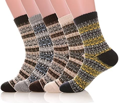 MIUBEE Men's Winter Warm Soft Socks Casual Socks 5-Pack (Style B)