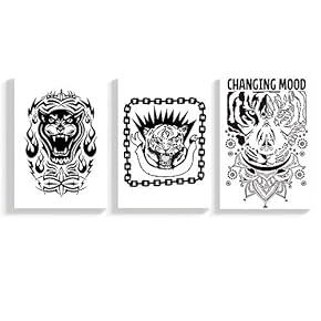 3 Panel Canvas Wall Art Black and White Line Draw Canvas Prints Painting Wall Decor for Living Room Wooden Framed Home Decorations - 16"x24" x 3 Panels