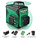 Wokeline 3x360&deg; Rotary Laser Level Self Leveling Green Beam Three Plane Cross Line Lasers 2x360&deg; Vertical 1x360&deg; Horizontal 12 Lines Tile Ceiling Floor Lazer Levels+Flexible Magnetic Base+Li Battery