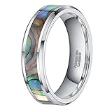 Shuremaster 6mm 8mm Abalone Shell Wood Arrow Inlay Tungsten Rings Men Women Wedding Band Size 4-15