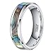 6mm 8mm Abalone Shell Inlay Tungsten Rings Men Women Wedding Band Size 4-15