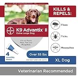 Bayer K9 Advantix II Flea, Tick and Mosquito Prevention for X-Large Dogs, Over 55 lb, 4 doses