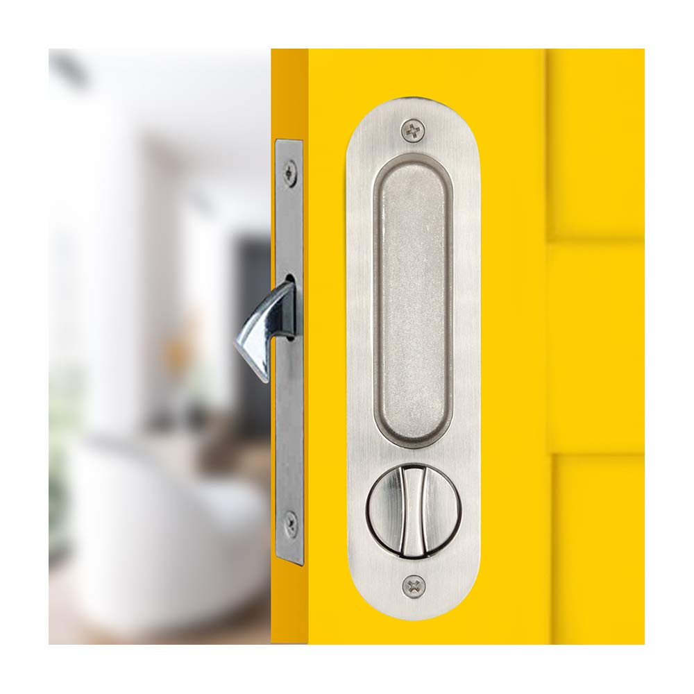 LWZH Sliding Pocket Door Lock Mortise Lock Handle Invisible Recessed Handle Latch Interior Furniture Wooden Door Lock/175mm-silver