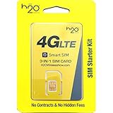 H2O Wireless SIM Mini/Micro/Nano Including 30 Plan Unlimited Talk Text 3GB LTE Data