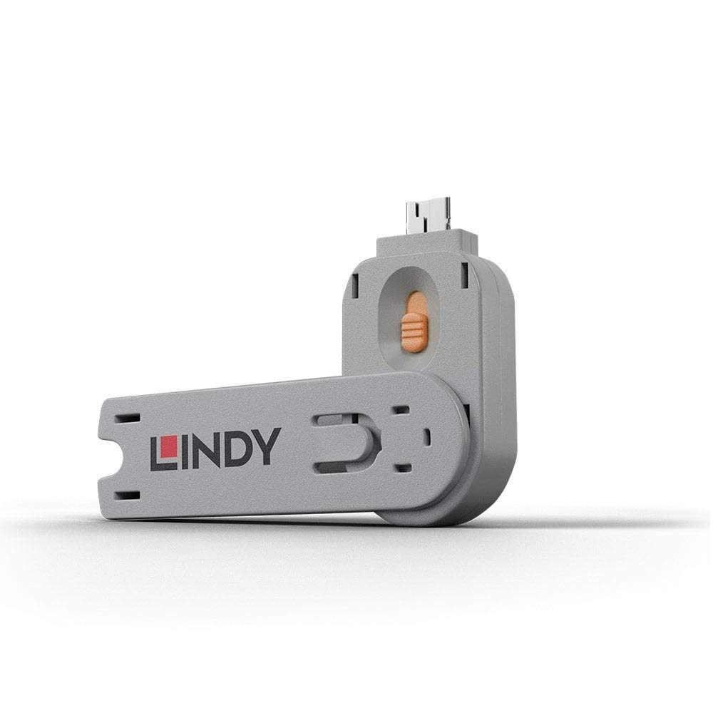 LINDY USB Type A Port Blocker Key, Orange — image 1