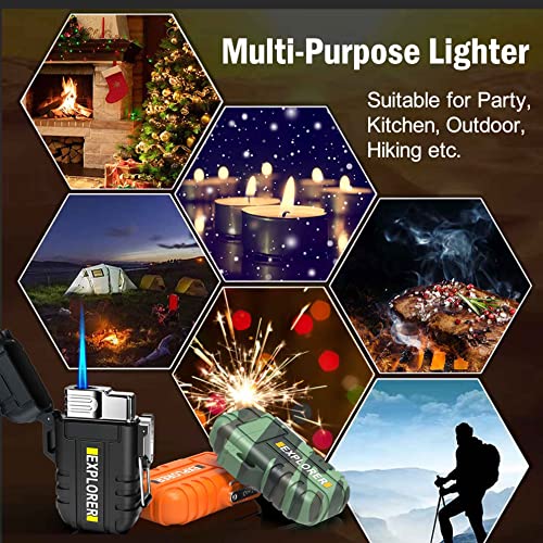 Torch Lighter, Refillable Butane Lighter with Lock, Windproof and Waterproof Gas Lighter