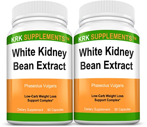 2 Bottles White Kidney Bean Extract 500mg 180 Total Capsules KRK Supplements
