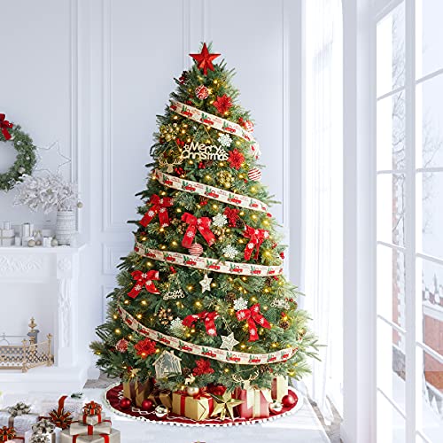 JOSTYLE 7.5FT PreLit Artificial Christmas Tree,PE+PVC Christmas Tree with 500 ULCertified LED