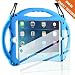 New iPad 2017/2018 9.7 inch Case/iPad Air Case, TopEsct Shockproof Silicone Handle Stand Case Cover&(Tempered Glass Screen Protector) For Apple New iPad 9.7inch(2017/2018 Version) and iPad Air(Blue) primary
