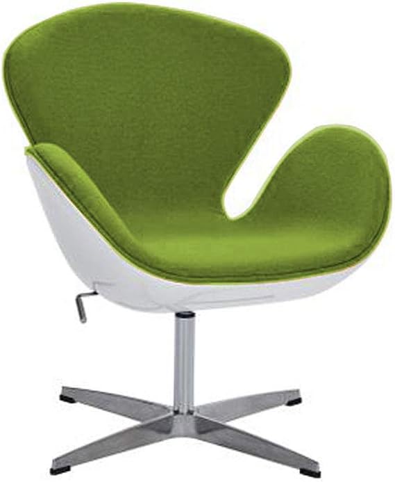 Swan Chair Swivel Height Adjustable Lounge Chair, Cashmere in Green (Glides, Green)