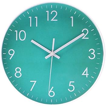 Epy Huts Modern Simple Wall Clock Indoor Non-Ticking Silent Sweep Movement Wall Clock for Office,Bathroom,Livingroom Decorative 10 Inch Teal