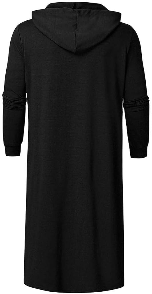 Beautyfine Men's New Muslim Robes Autumn Winter Casual Long-Sleeved Hooded Shirt Tops: Clothing
