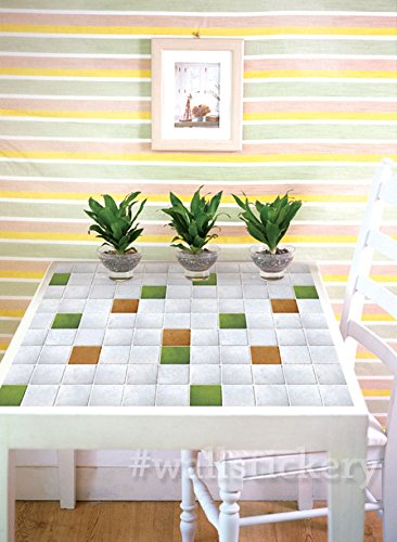 Wallstickery tile pattern design paper prepasted wallpaper for wall stickers self adhesive removable peel and stick DIY interior decorating home kitchen bedroom WS-DPS-48 1.64 ft by 9.84 ft