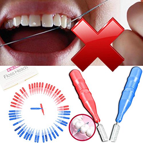 LKE 50pcs/pack Interdental Brush Tooth Flossing Head Oral Dental Hygiene Brush Tooth Cleaning Tool Tooth Cleaning Tool